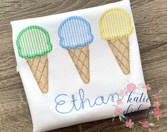 Ice cream appliqué shirt or , ice cream shirt, ice cream party, summer shirt, ice cream shirt, personalized, ice cream cones