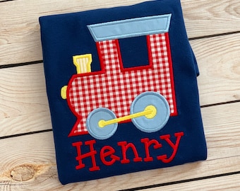 Train engine applique shirt, train shirt, applique shirt, engine shirt, boys birthday gift, train party, personalized shirt