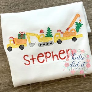 Christmas construction shirt, dump truck, digger, boys christmas shirt, Christmas shirts, girls christmas, sketch, personalized shirts, gift