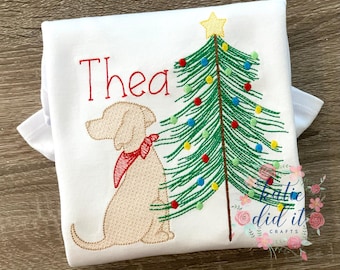 christmas tree with dog shirt, christmas shirt ,unisex christmas shirt, puppy, Christmas lights, personalized