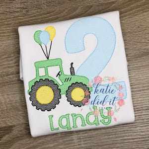 Tractor birthday embroidered shirt with name, truck shirt, boys tractor shirt, tractor party, birthday, personalized, tractors