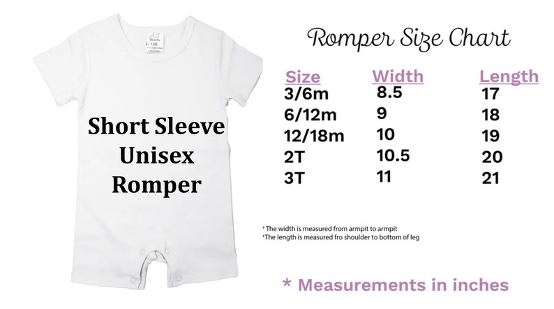 a baby romper with measurements and measurements for it