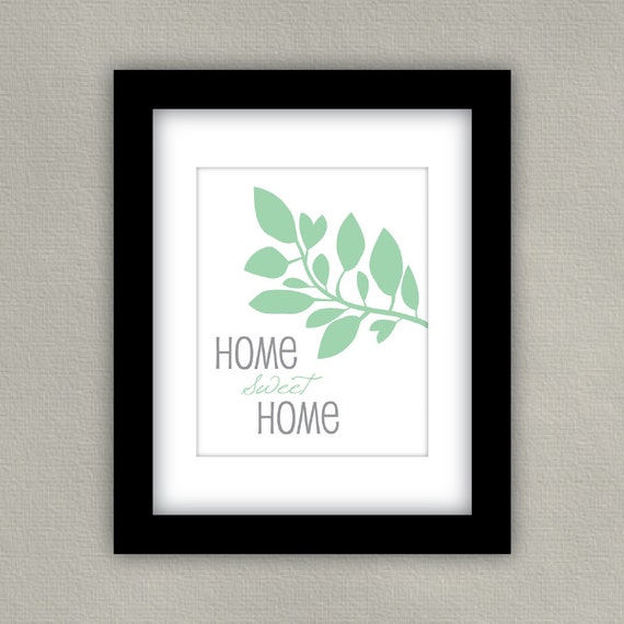 Items similar to Home Decor Art Print Home Sweet Home Mint Green