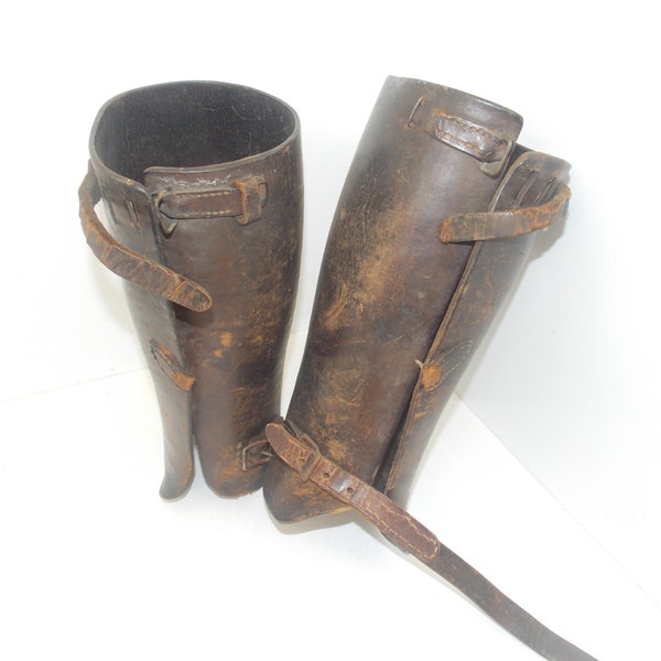 WW 1 Era Pair of Leather Gaiter Leggings