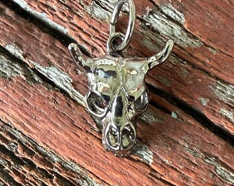 Sterling Steer Skull  Charm