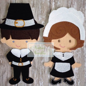 The First Thanksgiving: Felt Pilgrim Outfits for Boy and Girl Felt Dolls