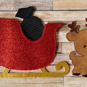 Santa's Necessities: Sleigh, Toy Bag and Rudolph for Felt Santa Doll