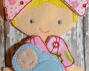 A Mother's Love: Felt Doll Robe with Baby