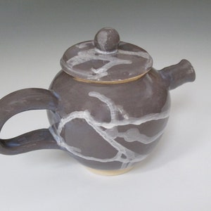 Charcoal Gray Teapot with White Splash 5 H X 7 1/2 W image 1