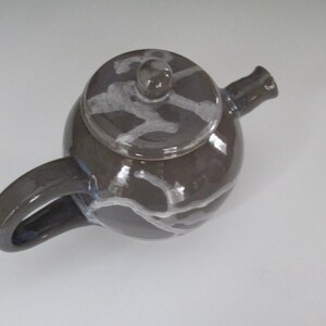Charcoal Gray Teapot with White Splash 5 H X 7 1/2 W image 2