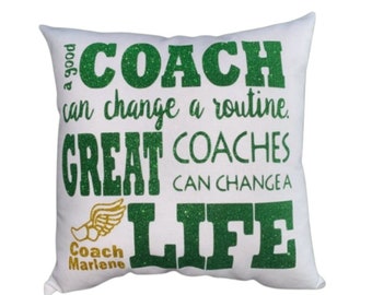 Personalized TRACK COACH Gift Custom Printed Pillow Great Coaches Recognition gift for Cross Country, Running Track and Field Coach