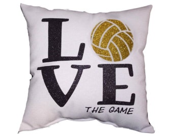 Love The Game Custom Volleyball Gift Pillow Personalized for Volleyball Lovers Gift for Volleyball Coach and Club Volleyball Players