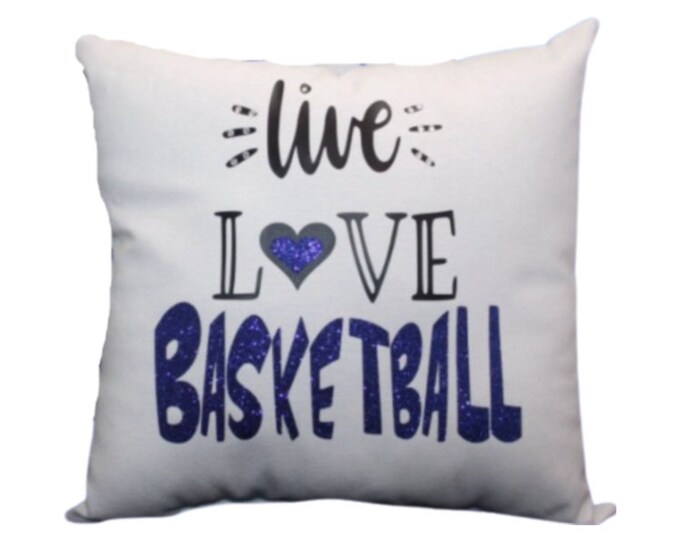 Girls Basketball Sports Gift LIVE LOVE Basketball Pillow with RHINESTONES Team Gifts | Senior Gifts | End of Season Team present