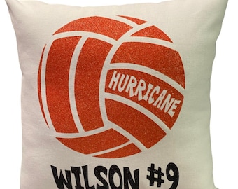 Girls Volleyball Gift Personalized Pillow School Spirit Glitter Volleyball Team Gifts from Volleyball Coach for Senior Night Recognition