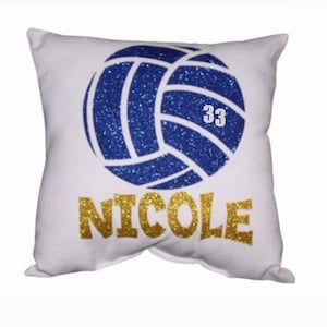 GLITTER VOLLEYBALL pillow team recognition gifts  Senior Night Gift Idea players name under ball and number laser cut in Volleyball