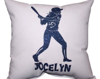 Softball Player Personalized Gift Decorative Pillow Custom Softball Décor for Girls Softball Batter Up Custom Name Pillow Birthday Gift