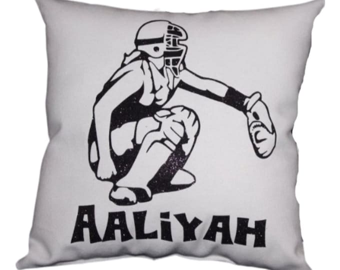Softball Catcher  Gift custom printed and personalized softball pillow for your favorite player perfect for boys or girls