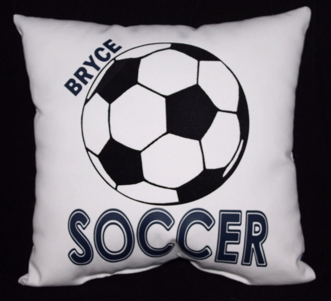 Personalized Soccer Pillow from Pillowshack printed in non Etsy