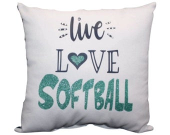 Personalized Pillows Girls Softball Gifts for Team in Bulk Live Love Softball Custom Decorative Pillow Girls Valentines