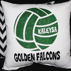 Girls Volleyball Gift Personalized Pillow School Spirit Glitter Volleyball Team Gifts from Volleyball Coach for Senior Night Recognition image 2