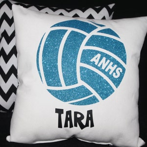 Girls Volleyball Gift Personalized Pillow School Spirit Glitter Volleyball Team Gifts from Volleyball Coach for Senior Night Recognition image 4