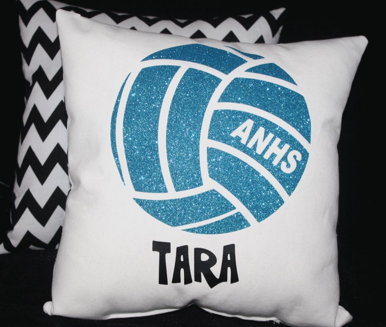 Girls Volleyball Gift Personalized Pillow School Spirit Glitter Volleyball Team Gifts from Volleyball Coach for Senior Night Recognition image 4