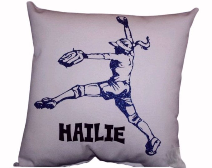 Softball Pitcher Custom Print Pillow Senior Night Gift Personalized Décor for High School Girls Bedroom Softball Player Recognition Gift