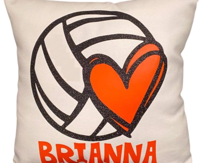 Custom Volleyball Pillow with heart Personalized Girls Volleyball Team Gifts for Volleyball Birthday Valentines  Volleyball Decor
