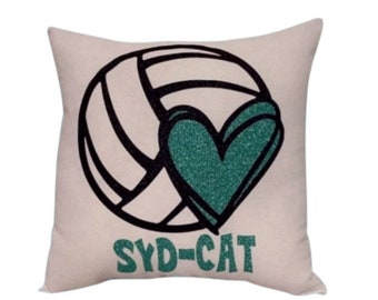 Custom Volleyball Pillow with heart Personalized Pillows for Girls Volleyball Team Gifts for Volleyball Birthday Christmas Volleyball Decor