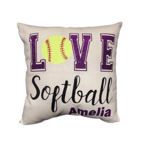 Softball Player Gifts Love Softball Pillow for Team or Favorite Player Personalized Pillow Décor for Softball Senior Night Softball Gift