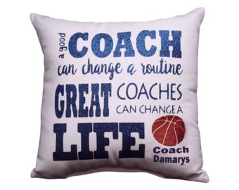 Personalized BASKETBALL COACHES Gift Custom Printed Pillow Coach appreciation idea Great end of basketball season coaches recognition gifts