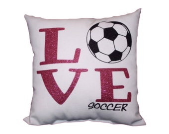 Soccer Sports Gift | LOVE The Game SOCCER Pillow -  Girls Soccer decor  custom soccer player Birthday