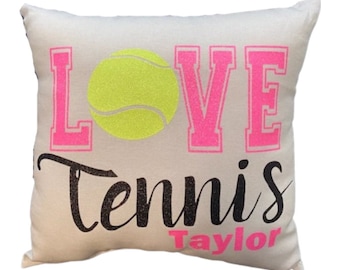 GIRLS LOVE TENNIS Pillow - Personalized girls tennis gift Custom  gift for tennis player birthday present room decor team gifts senior night