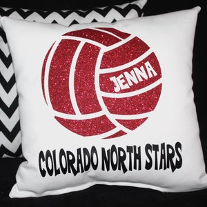 Girls Volleyball Gift Personalized Pillow School Spirit Glitter Volleyball Team Gifts from Volleyball Coach for Senior Night Recognition image 3