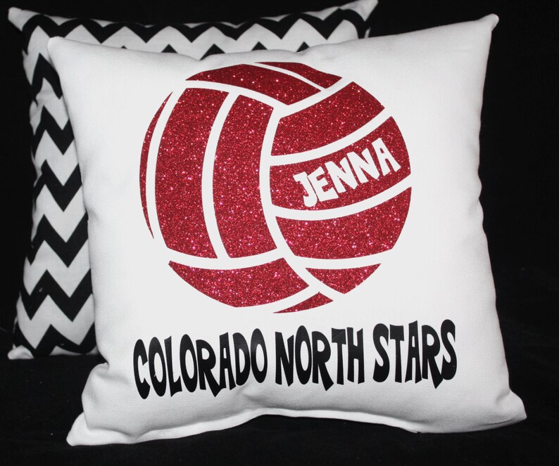 Girls Volleyball Gift Personalized Pillow School Spirit Glitter Volleyball Team Gifts from Volleyball Coach for Senior Night Recognition image 3