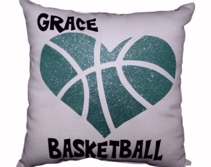 Personalized GLITTER HEART BASKETBALL printed in non flaking glitter your choice of color - Perfect Basketball girls Christmas Gift Present