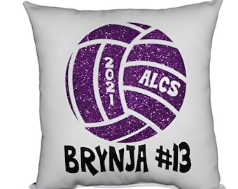 Volleyball Player Personalized Gift Pillow Custom Volleyball Team Gift for Girls Sports School Spirit Glitter Custom Pillow Volleyball Décor