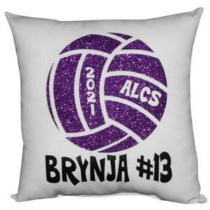 Volleyball Player Personalized Gift Pillow Custom Volleyball Team Gift for Girls Sports School Spirit Glitter Custom Pillow Volleyball Décor