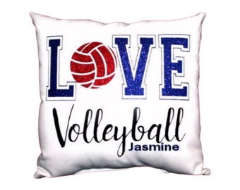 Love Volleyball Custom Pillow Personalized Gift for Volleyball Players and Volleyball Lovers from Volleyball Coach or Volleyball Moms