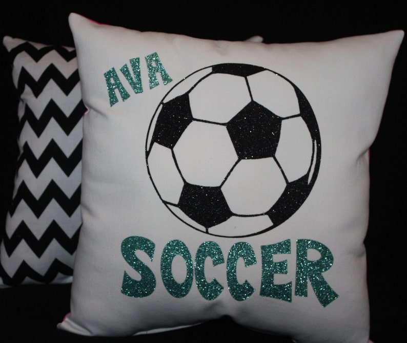 Personalized Soccer Pillow from Pillowshack printed in non Etsy