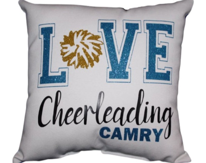 GIRLS LOVE CHEERLEADING Pillow Cheerleader Present Cheer Senior gifts Personalized girls Dance Competition Team Discounts & Free Shipping