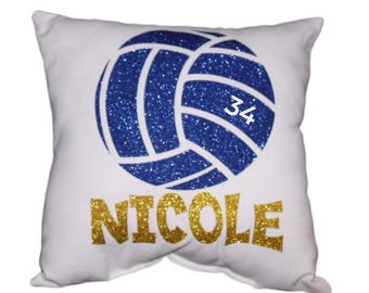 GLITTER VOLLEYBALL pillow team recognition gifts  Senior Night Gift Idea players name under ball and number laser cut in Volleyball