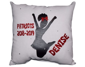 Personalized Gift Cheer Pillow with Glitter Bow and NO POMS  Great Girls  Sports Gift - Competition dance gift Cheer Squad Team Recognition