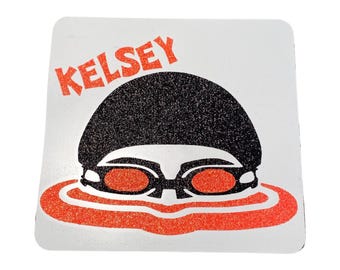 Swimmer Swim Team Locker Magnet  Swimmers Locker Sign Team Gifts Recognition Gift Custom design for Senior Gifts