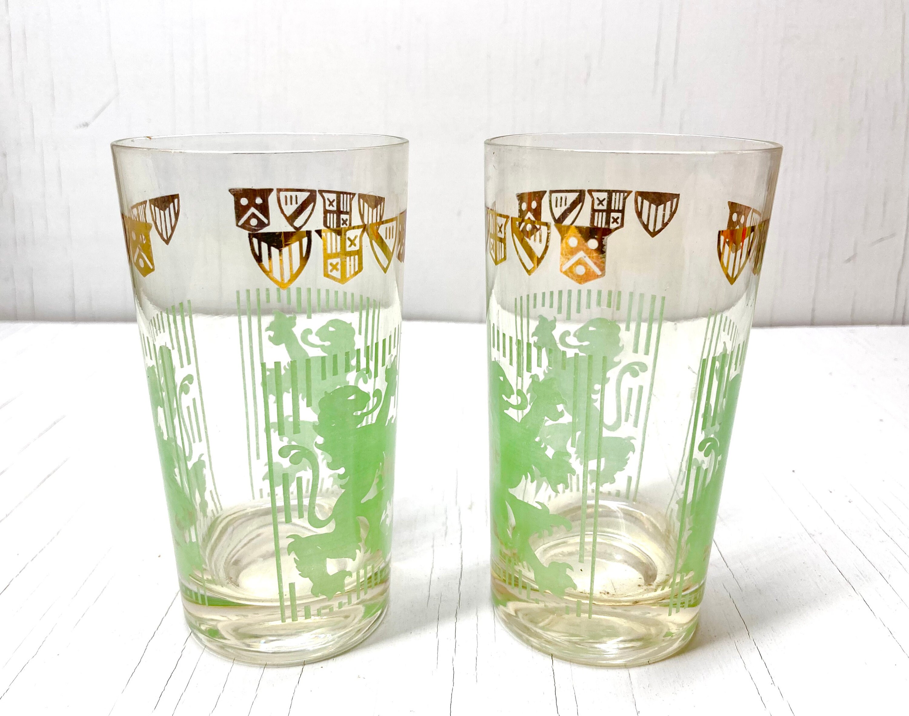 Pair of Unique Highball Glasses With Green Dragons and Gold Etsy
