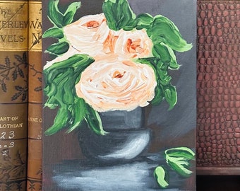 Original Painting - Vase with Floral Arrangement - Impressionist - Impasto - Original Art - Unframed - Canvas Panel