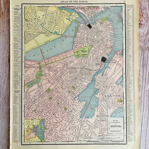 1912 Antique Map: Boston & Rhode Island - Rand McNally Atlas
