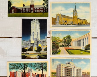 Set of Vintage Linen Postcards - Ohio - Iowa - Indiana - Ephemera