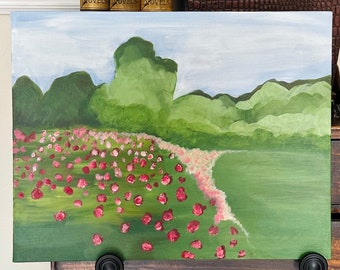 Original Painting - Monet Inspired - Field with Poppies - Impressionist - Original Art - Unframed - Canvas Panel