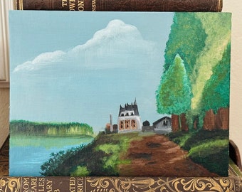 French Chateau Country Scene - Monet Inspired Painting - Impressionist - Original Art - Unframed - Canvas Panel